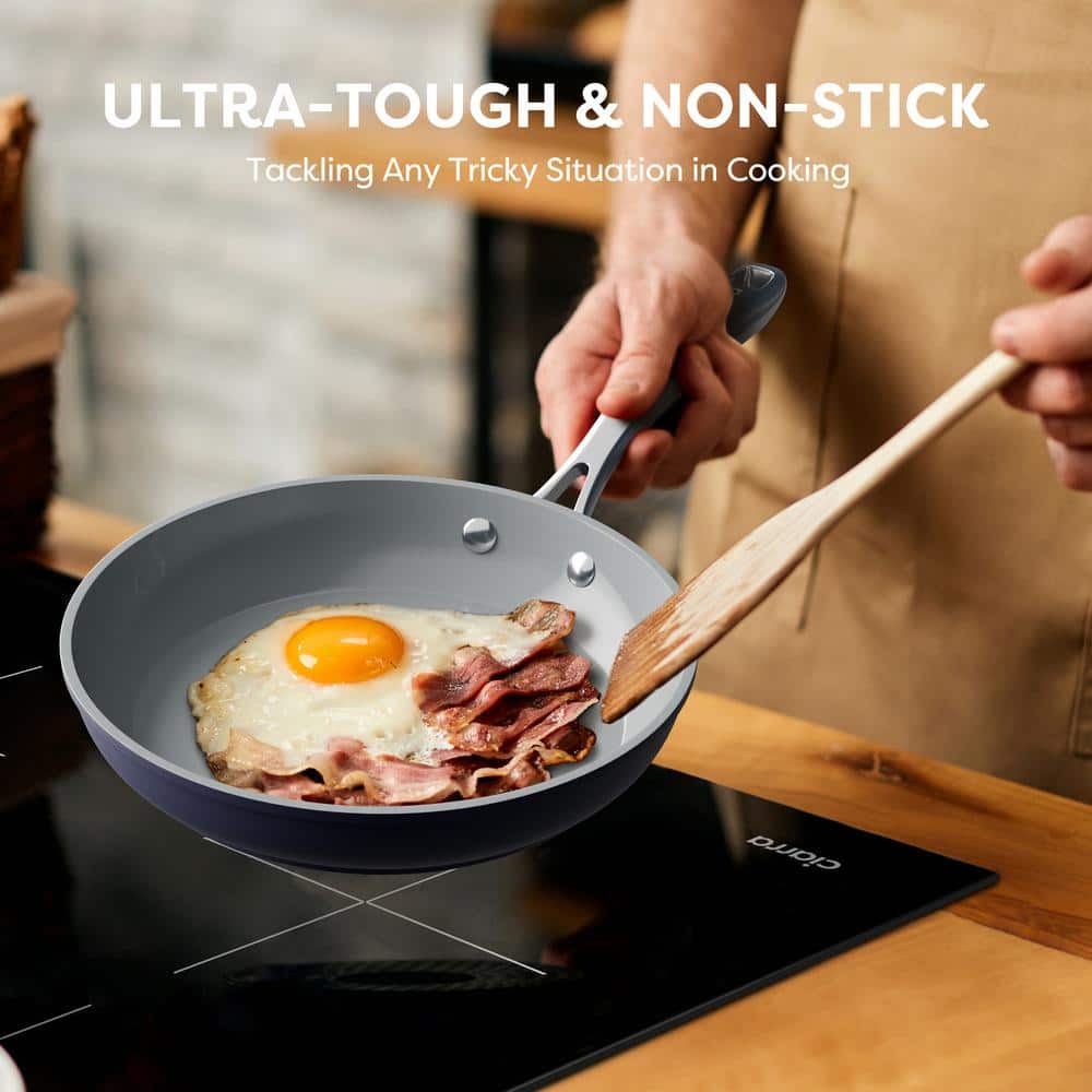 10 in. Ceramic Nonstick Frying Pan in Dark Blue for Cooking, Oven Safe, Dishwasher Safe - Hercitys