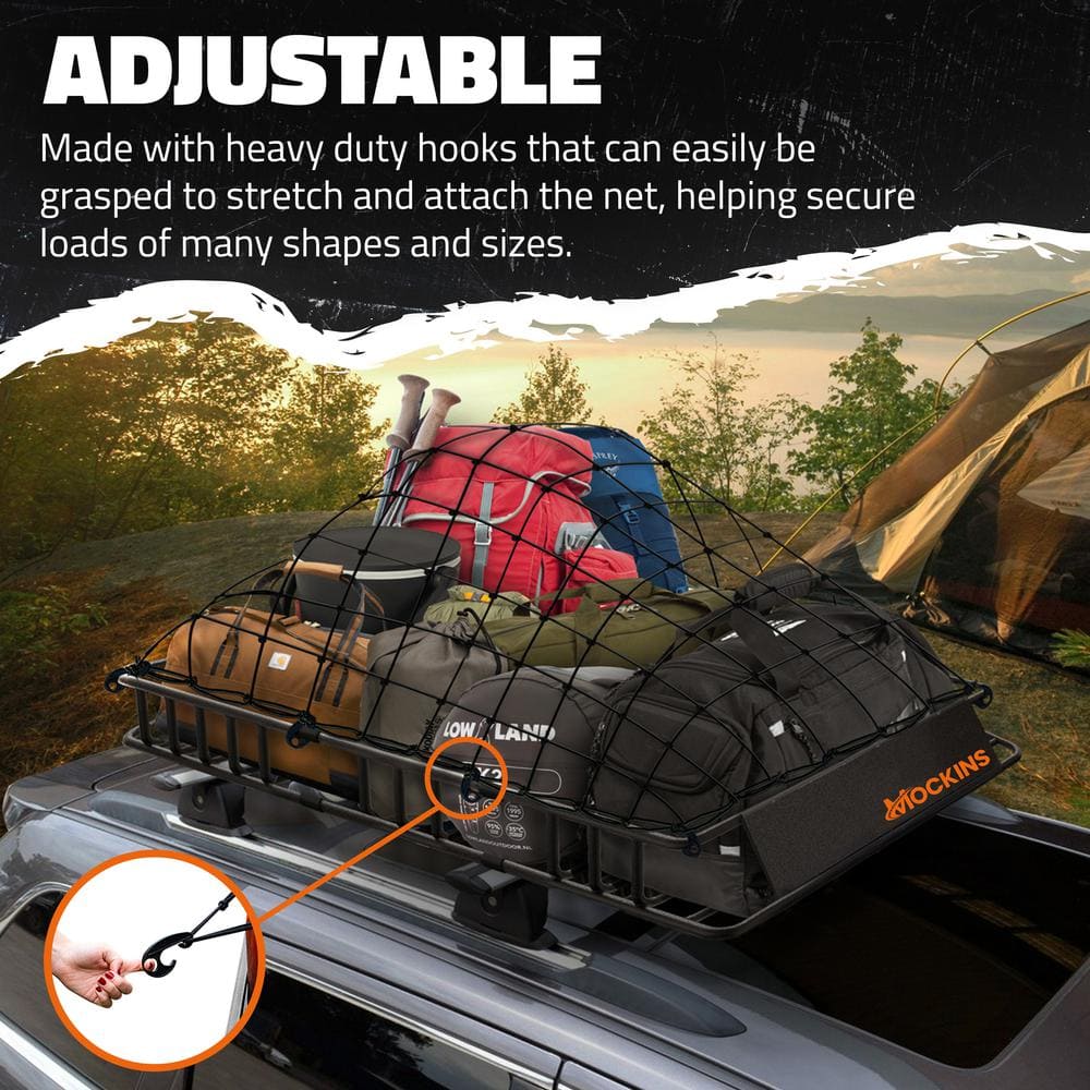 36 in. x 39 in. Heavy-Duty Bungee Cargo Net – Stretches to 80 in. x 75 in. - Hercitys