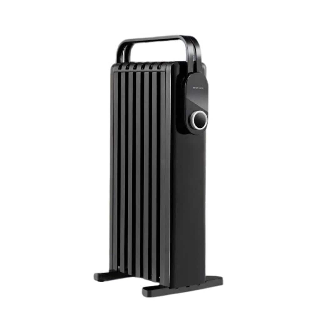 1500-Watt Black Electric Oil Filled Radiator Convection Space Heater with Foldable Rack in Black - Hercitys