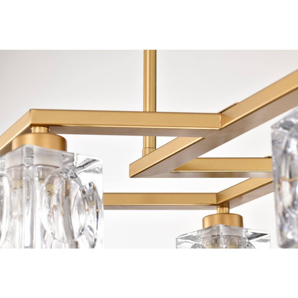 38.4 in. 8-Light Gold Modern Semi-Flush Mount Crystal Chandelier With Crystal Shade and 8-G9 Bulbs Included - Hercitys