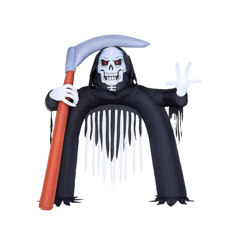 10.5 FT Black Halloween Inflatable Grim Reaper Archway made of Polyester - Hercitys