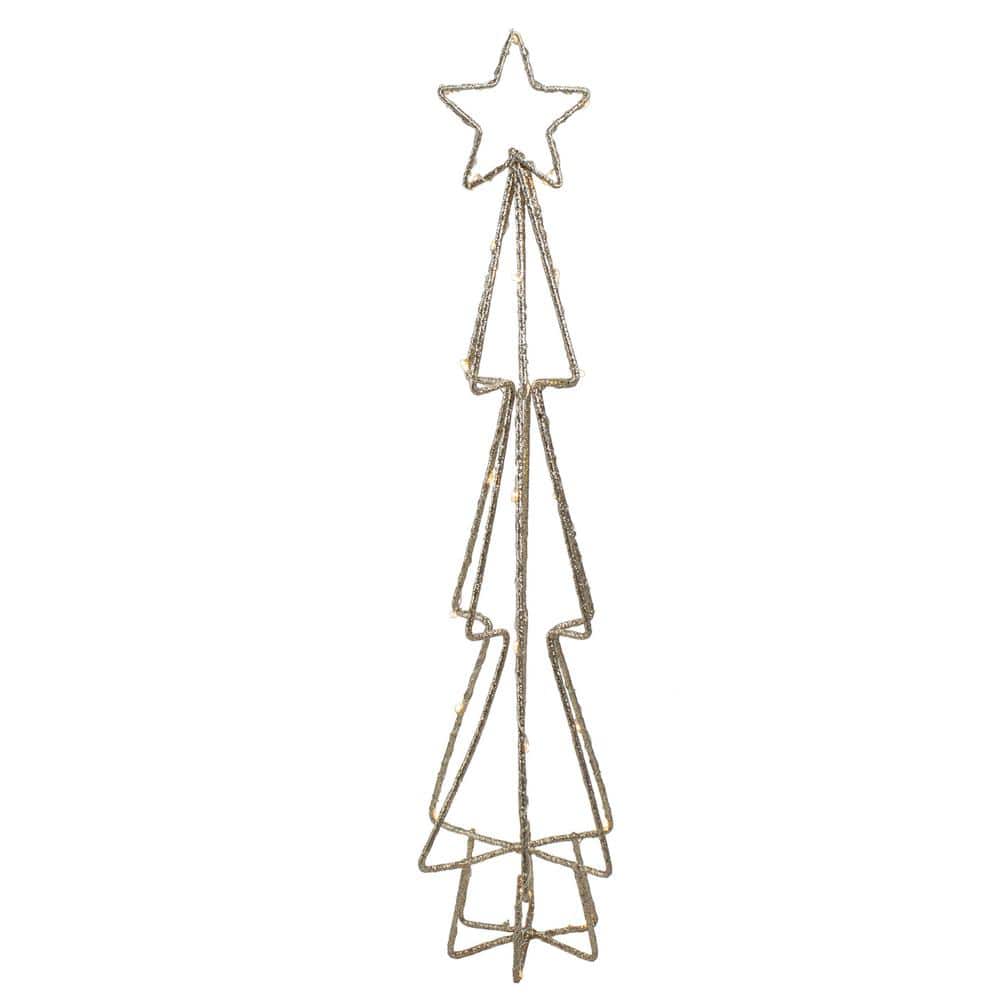 17 .5 in. LED Lighted B/O Gold Glittered Wire Christmas C1 Tree – White Lights - Hercitys