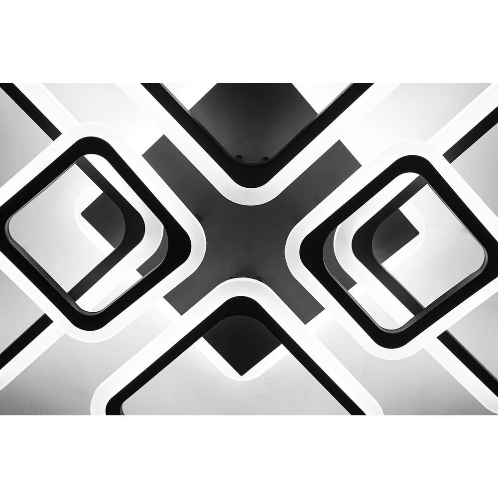 40.2 in. 7-Light Black and White Modern Geometric Selectable LED Semi-Flush Mount Ceiling Light with Remote - Hercitys