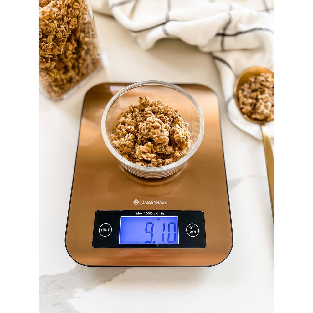 “Pure” Digital Kitchen Scale Copper 9.3 in. x 6.9 in. x 1 in. Food Scale - Hercitys