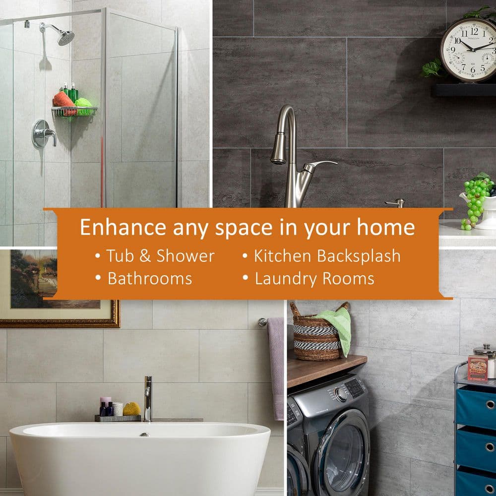 25.6 in. L x 14.8 in. W Ashen Slate No Grout Vinyl Wall Tile (21 sq. ft./case) - Hercitys