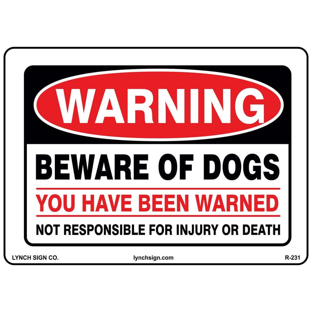 14 in. x 10 in. Warning Beware Of Dogs Sign Printed on More Durable Thicker Longer Lasting Styrene Plastic - Hercitys