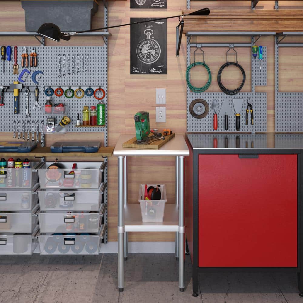 24 in. x 18 in. Stainless Steel Kitchen Utility Table with Adjustable Bottom Shelf - Hercitys