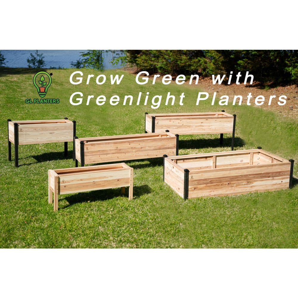 44 in. x 12 in. x 20 in. ALL Natural Cedar Wood Raised Elevated Garden Planter High Quality Heavy Duty Garden Bed - Hercitys