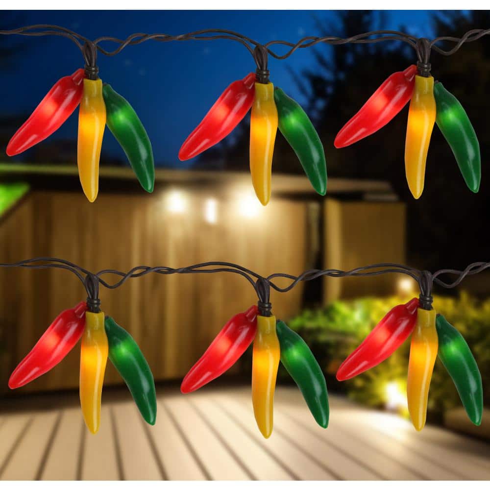 36-Light Clear Incandescent Chili Pepper Cluster Christmas Lights with Brown Wire - Hercitys