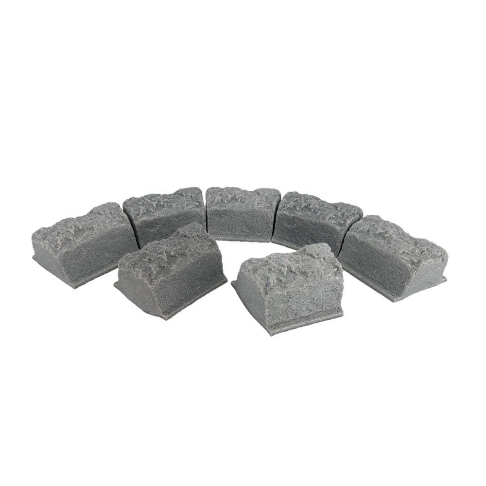 10 in. L x 4 in. W x 4 in. H Small Plastic Block Edging 16-Piece Kit in Gray - Hercitys