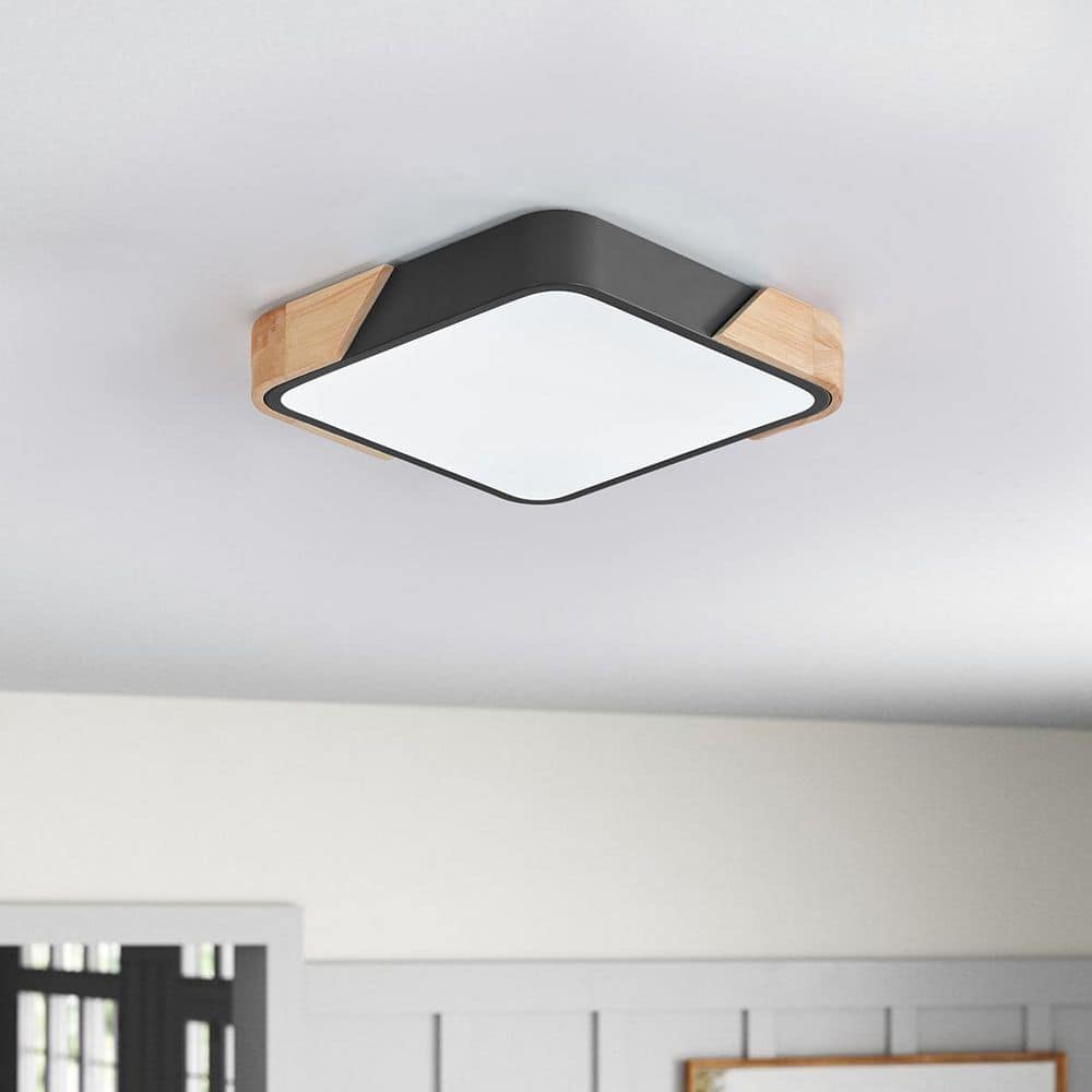 15.74 in. 1-Light Classic LED Flush Mount Ceiling Light 36-Watt Black Ceiling Lighting Fixtures for Living Room Kitchen - Hercitys