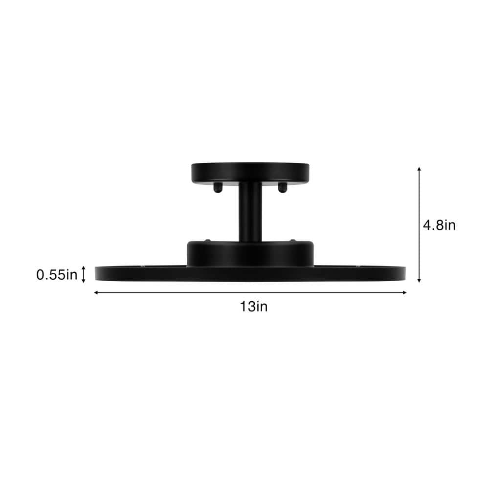 13 in. Matte Black Adjustable CCT Integrated LED Mini Pendant Semi-Flush Mount Light with White Acrylic Shade - Hercitys