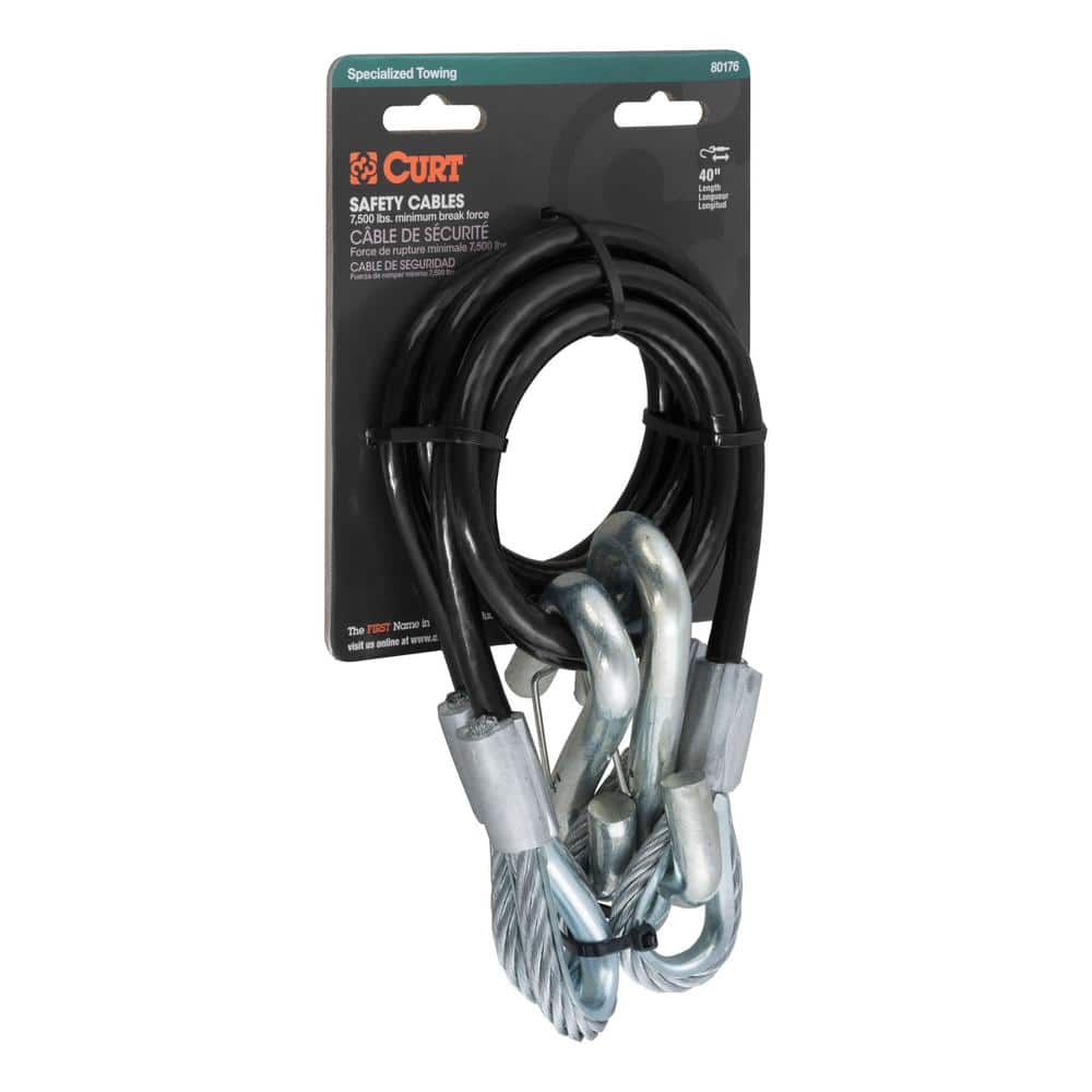 44″ Safety Cables with 2 Snap Hooks (7,500 lbs., Vinyl-Coated, 2-Pack) - Hercitys