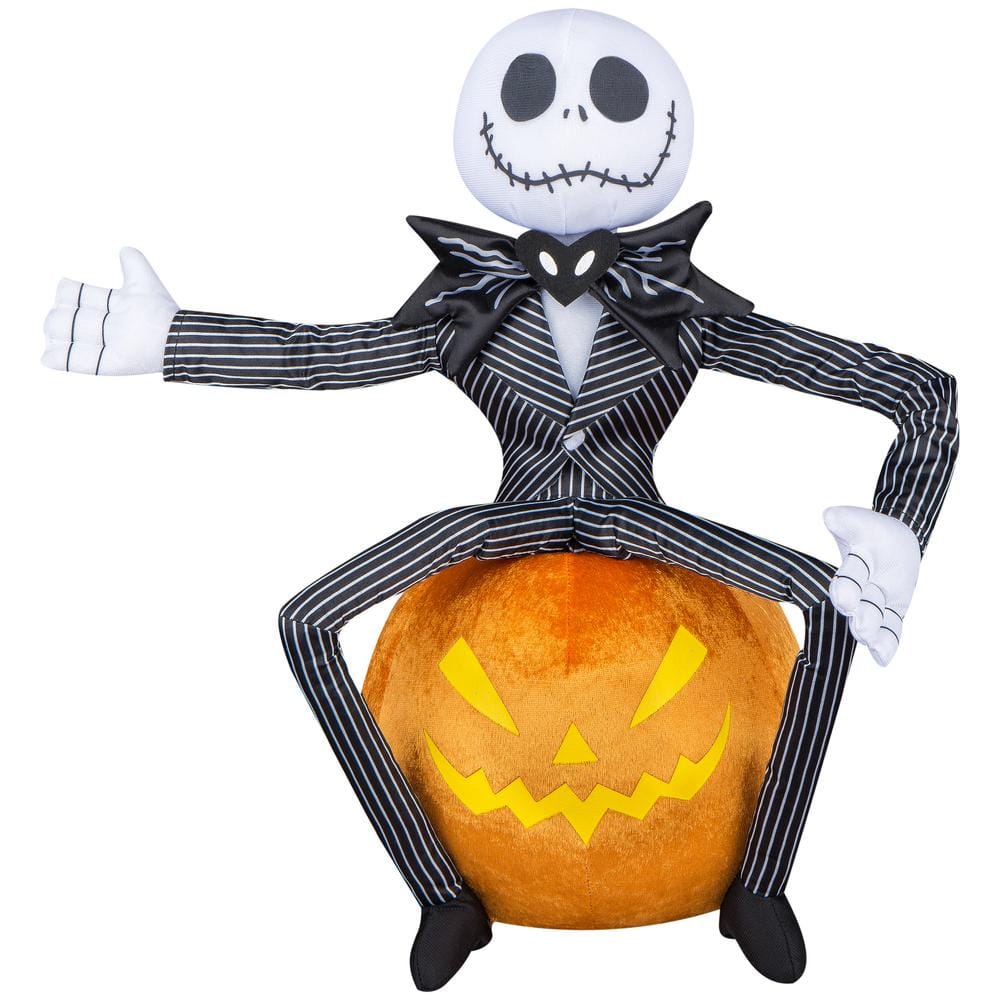 17in. Jack Skellington on Jack-O’-Lantern Standing Halloween Greeter Holiday Decor - Hercitys
