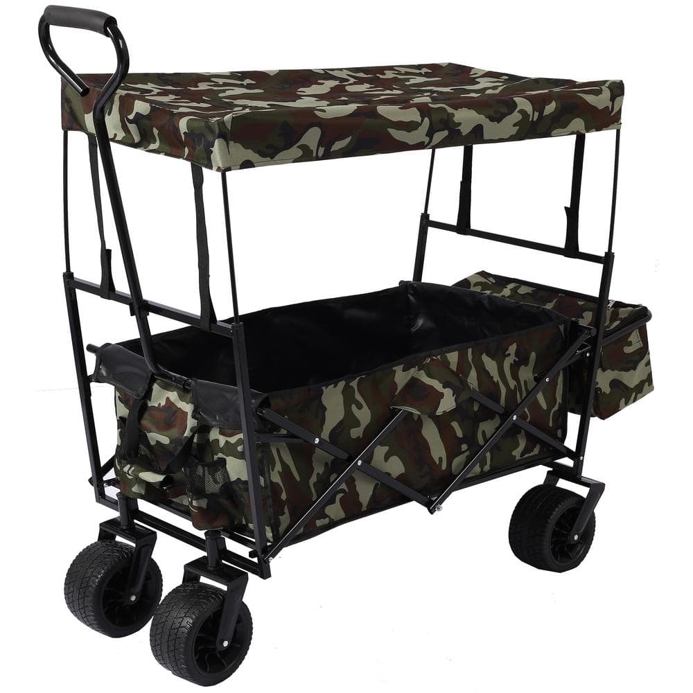 22.74 cu. ft. Fabric Utility Wagon Portable Beach Trolley Garden Cart, Camping Foldable Folding Wagon for Outdoor Park - Hercitys