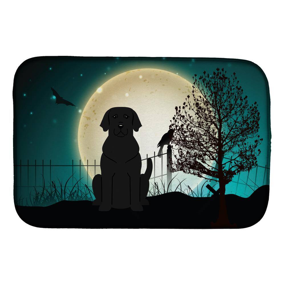 14 in. x 21 in. Multicolor Halloween Scary Black Labrador Dish Drying Mat - Hercitys