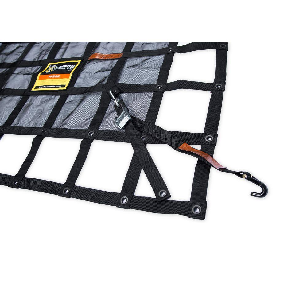 4 ft x 4 ft. Heavy-Duty Cargo Net, Integrated Mesh, Adjustable, Load Certified. Attachment Straps and Bag Included - Hercitys