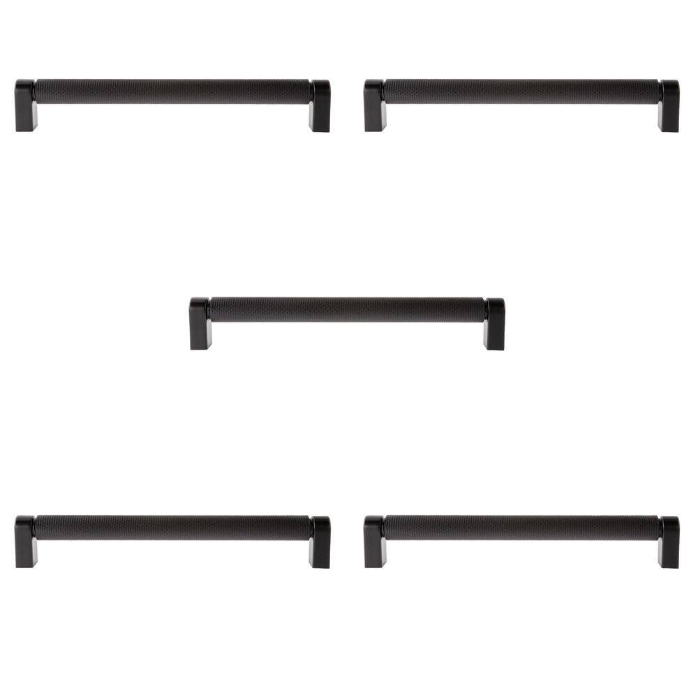 5-Pack Kent Knurled 7 in. (178 mm) Center-to-Center Industrial Matte Black Bar Drawer Pull - Hercitys