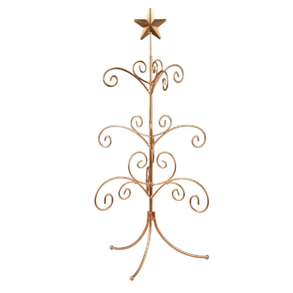 22 in. Gold Metal Ornament Tree with Hanging Branches - Hercitys