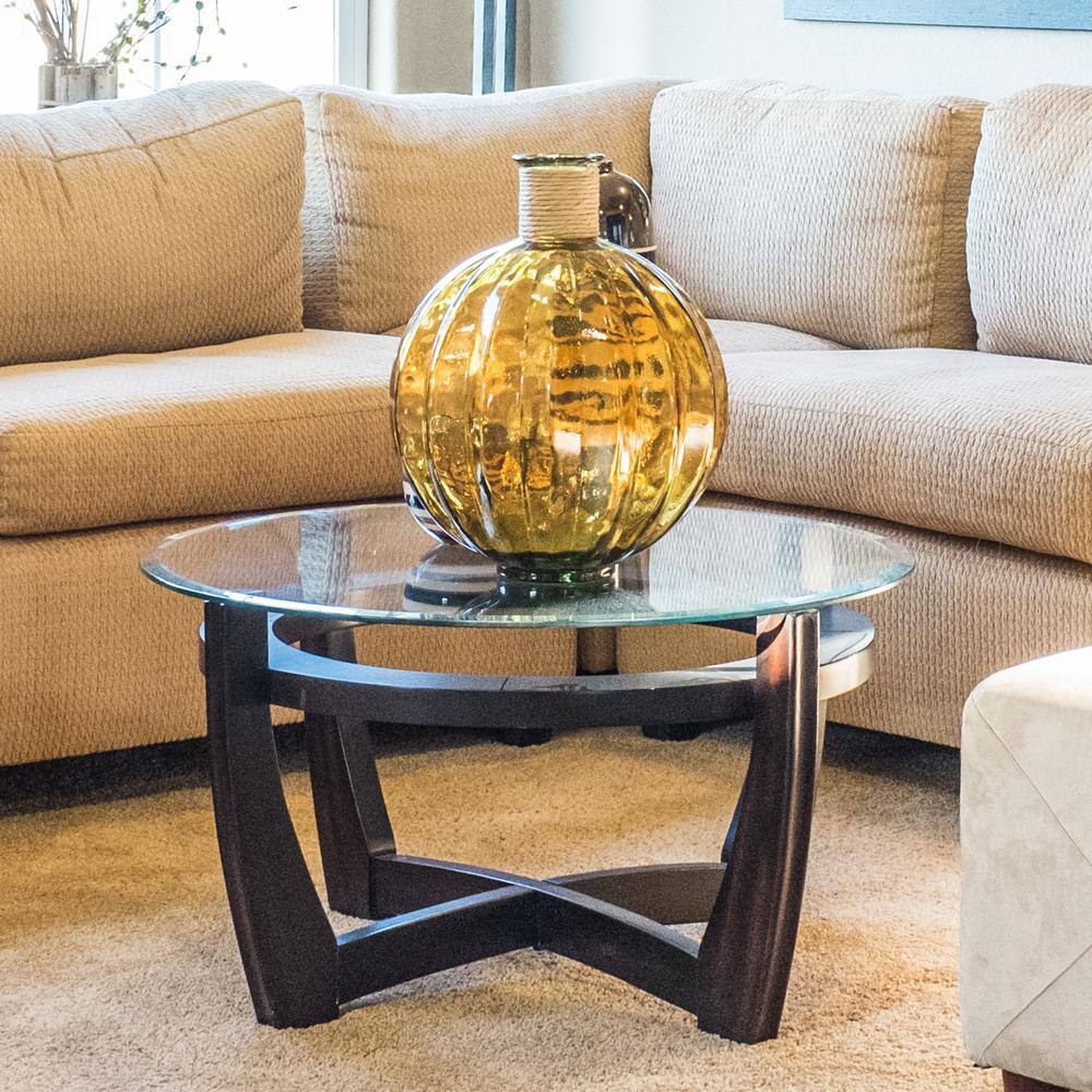 30 in. Clear Round Glass Table Top, 1/2 in. Thickness Tempered Beveled Edge Polished - Hercitys