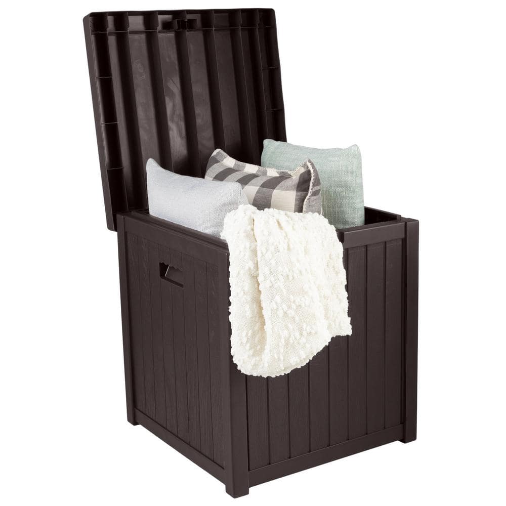 50 Gal . 22 in. L x 22 in. W x 24.4 in. H Fade-Resistant Brown Resin Deck Box - Hercitys