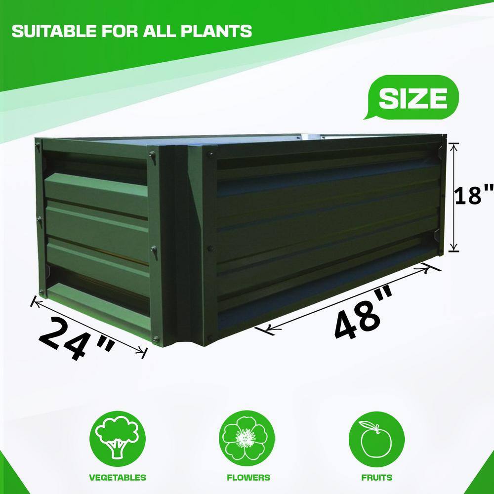 24 inch by 48 inch Rectangle Slate Gray Metal Planter Box - Hercitys