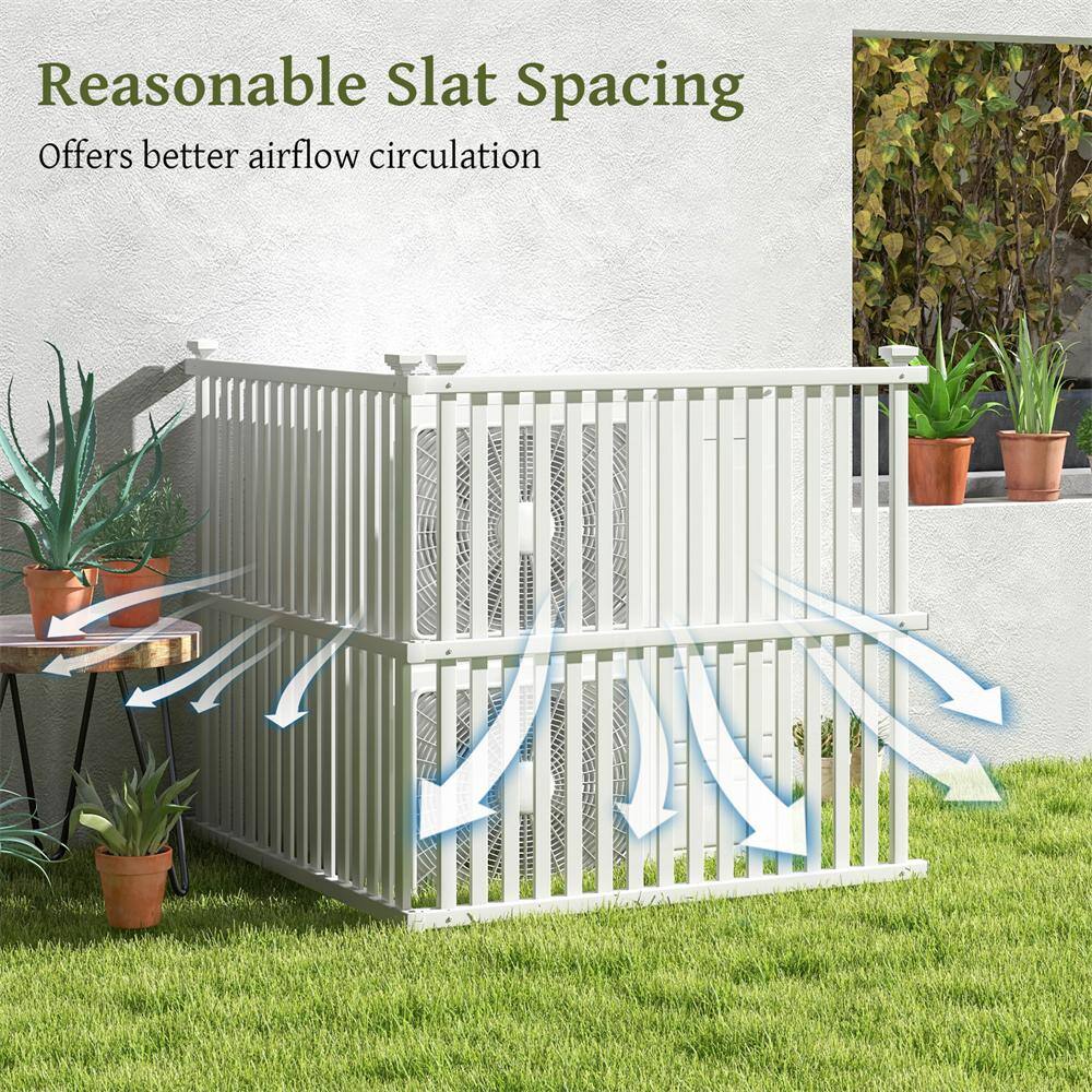 45 in. Plastic Garden Fence in White with Metal Ground Stakes Slat Spacing Sturdy(2 Panels) - Hercitys