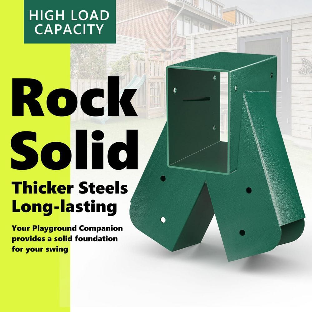 4 in. x 4 in. Heavy Duty Metal Swing Set Brackets with Mounting Accessories DIY for Playground Outdoor, Green (2-Pack) - Hercitys