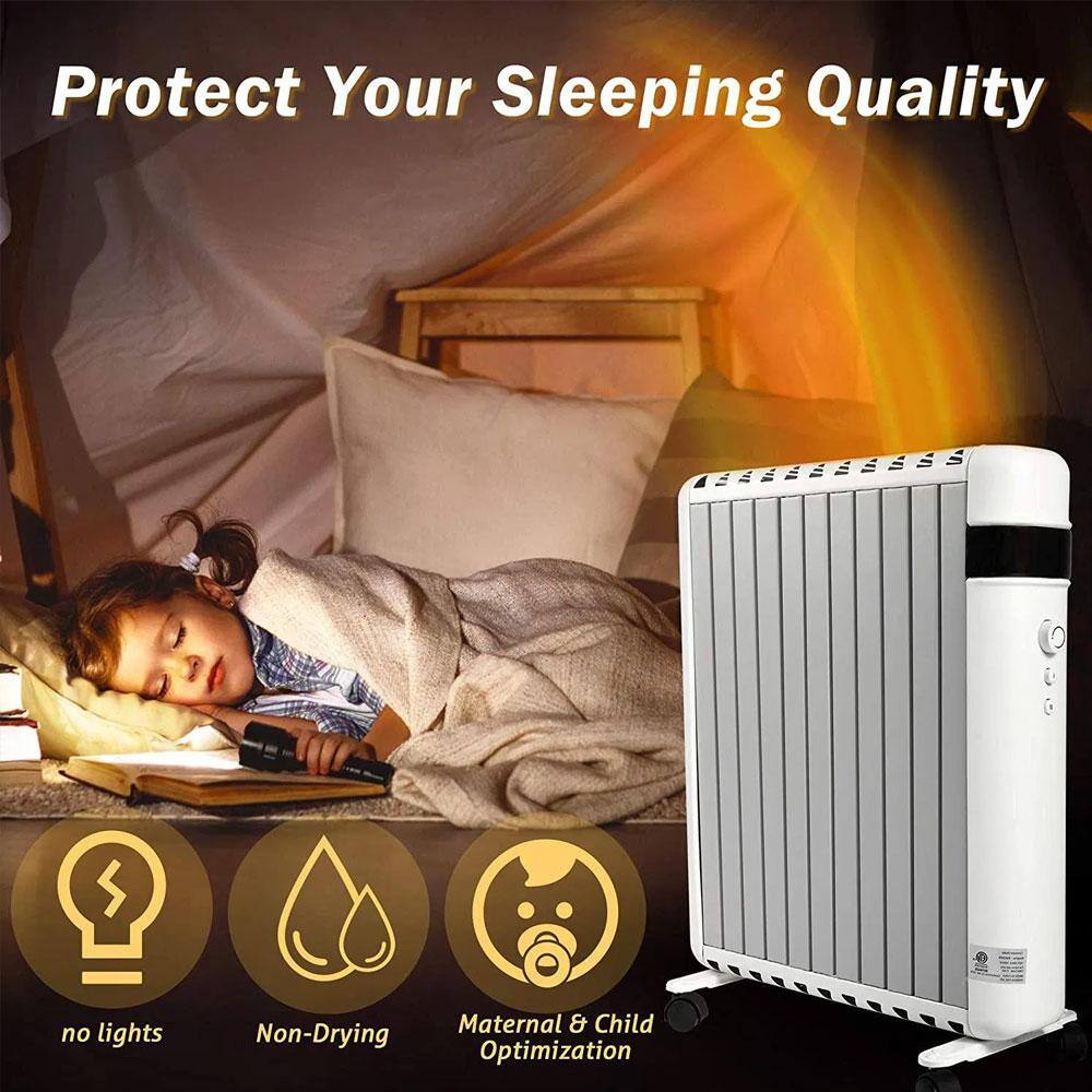 18 in. H 1500-Watt Smart Electric Convection Ceramic Space Heater with 2 Heat Modes Movable Wheels Overheat Protection - Hercitys