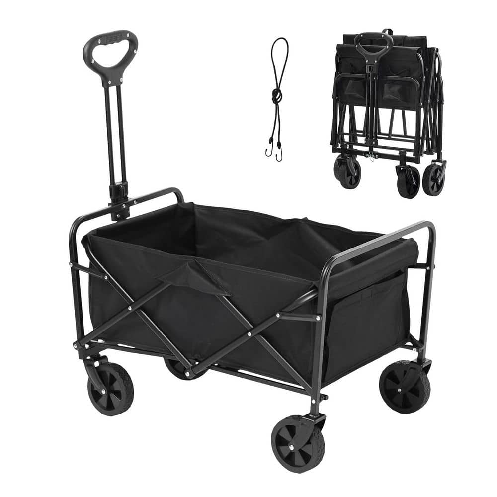 2 cu. ft. Steel Garden Cart Collapsible Folding Wagon, Beach Wagon Cart with All-Terrain 5 in. Wheels Heavy-Duty Folding - Hercitys