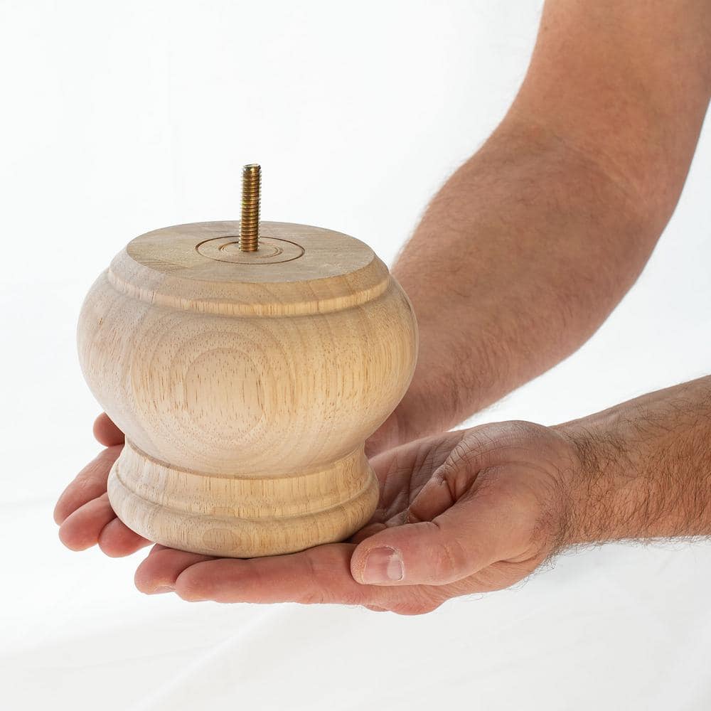 4 in. x 4-3/4 in. Stained Espresso Solid Hardwood Round Bun Foot (4-Pack) - Hercitys