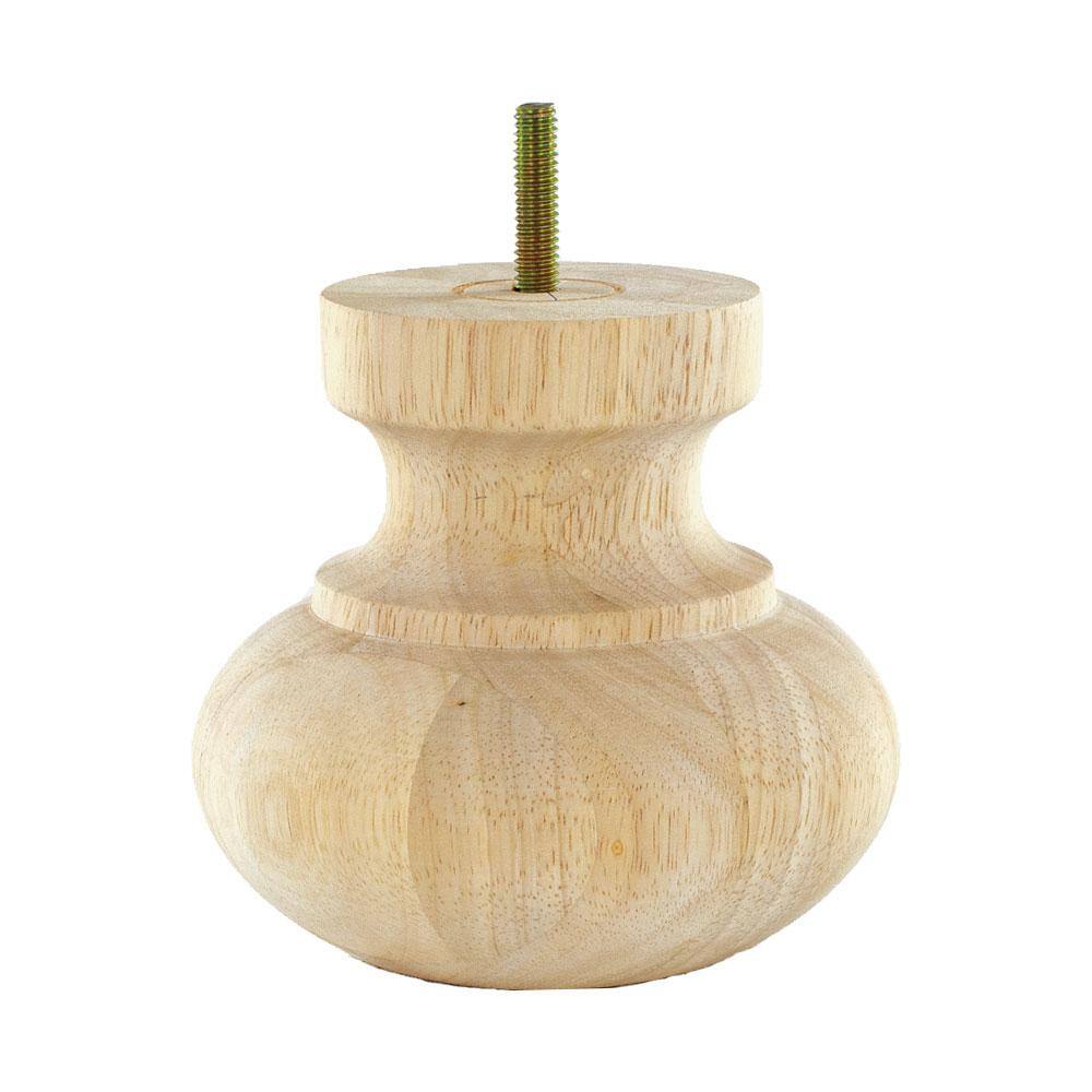 4 in. x 4-7/8 in. Unfinished Solid Hardwood Round Bun Foot (4-Pack) - Hercitys