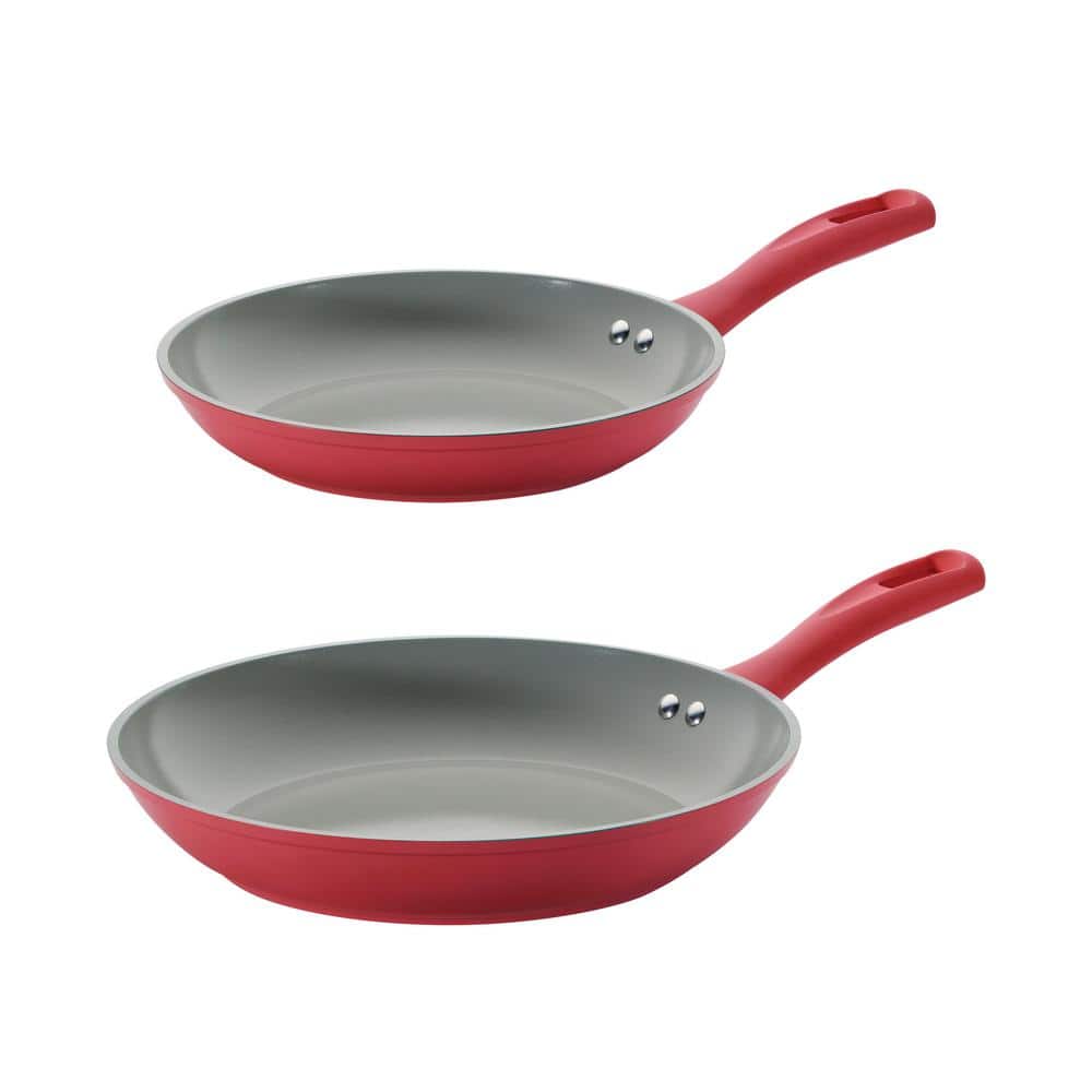 2-Piece Red Aluminum Induction Frying Pan Set - Hercitys