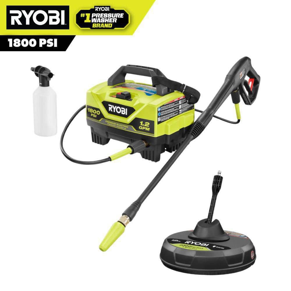 1800 PSI 1.2 GPM Cold Water Electric Pressure Washer with Surface Cleaner - Hercitys