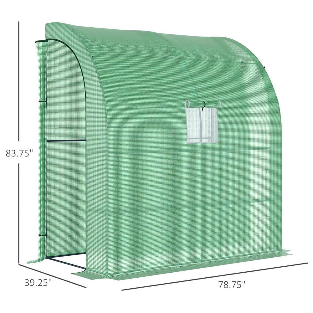 3 ft. W x 7 ft. D x 7 ft. H Steel Green Walk-In Greenhouse with Roll-up Windows and PE Cover - Hercitys