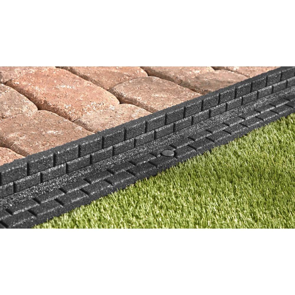 48 in. x 3 in. x 3 in. Gray Brickface Rubber Landscape Edging (6-Pack) - Hercitys