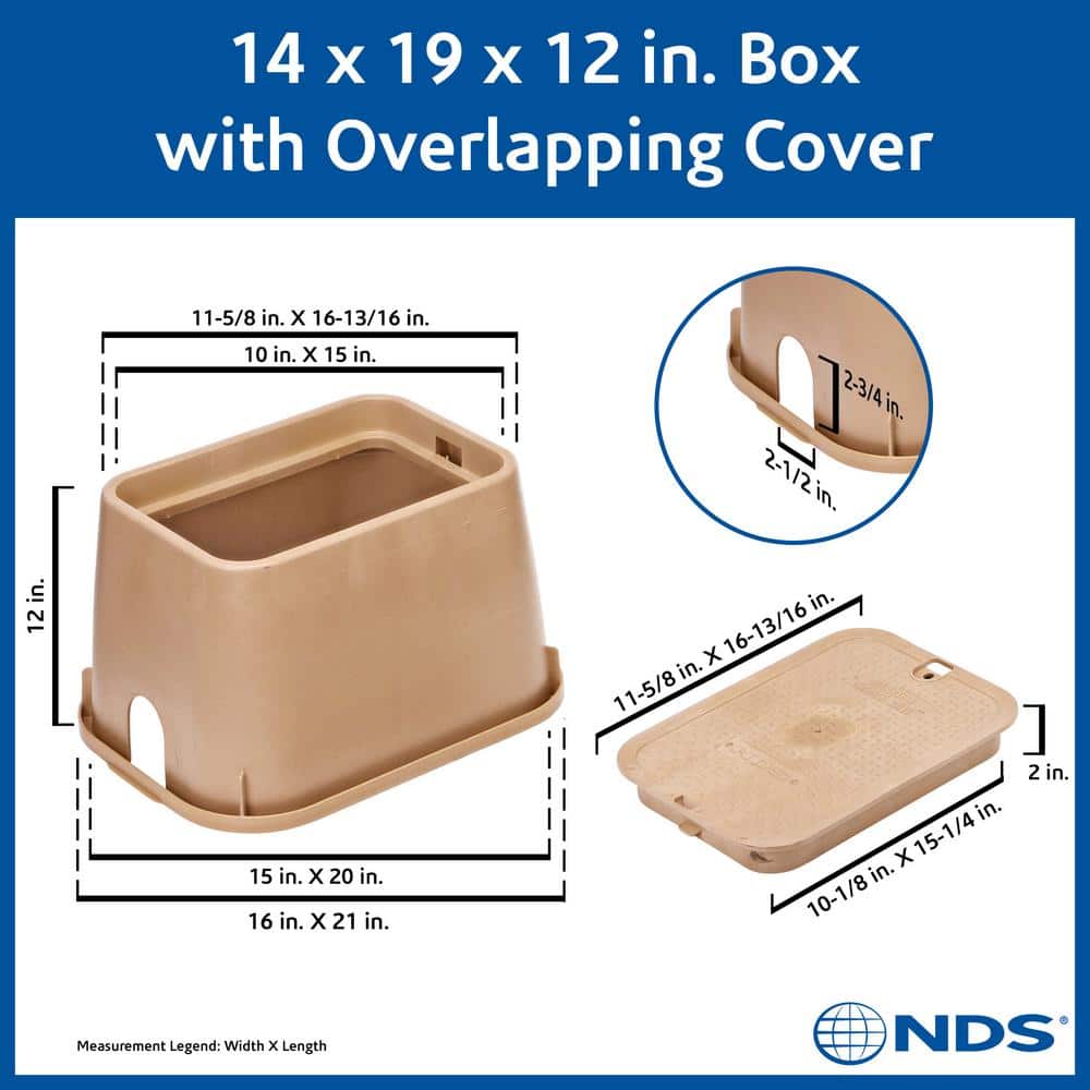 14 in. X 19 in. Rectangular Standard Series Valve Box and Cover, Sand Box, Sand ICV Cover - Hercitys