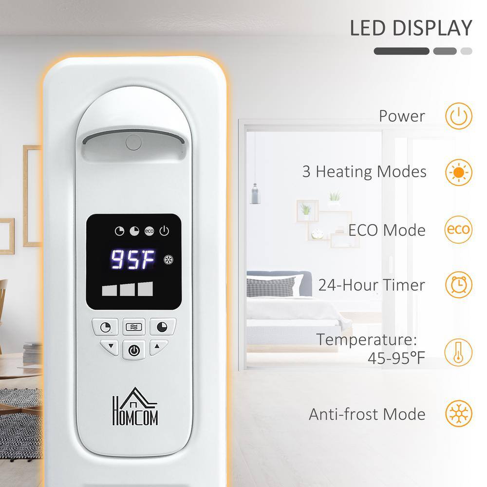 1500W Electric Ceramic Space Heater, Freestanding 161 Sq. ft. Heater with 3 Modes, Timer, and Remote, White - Hercitys