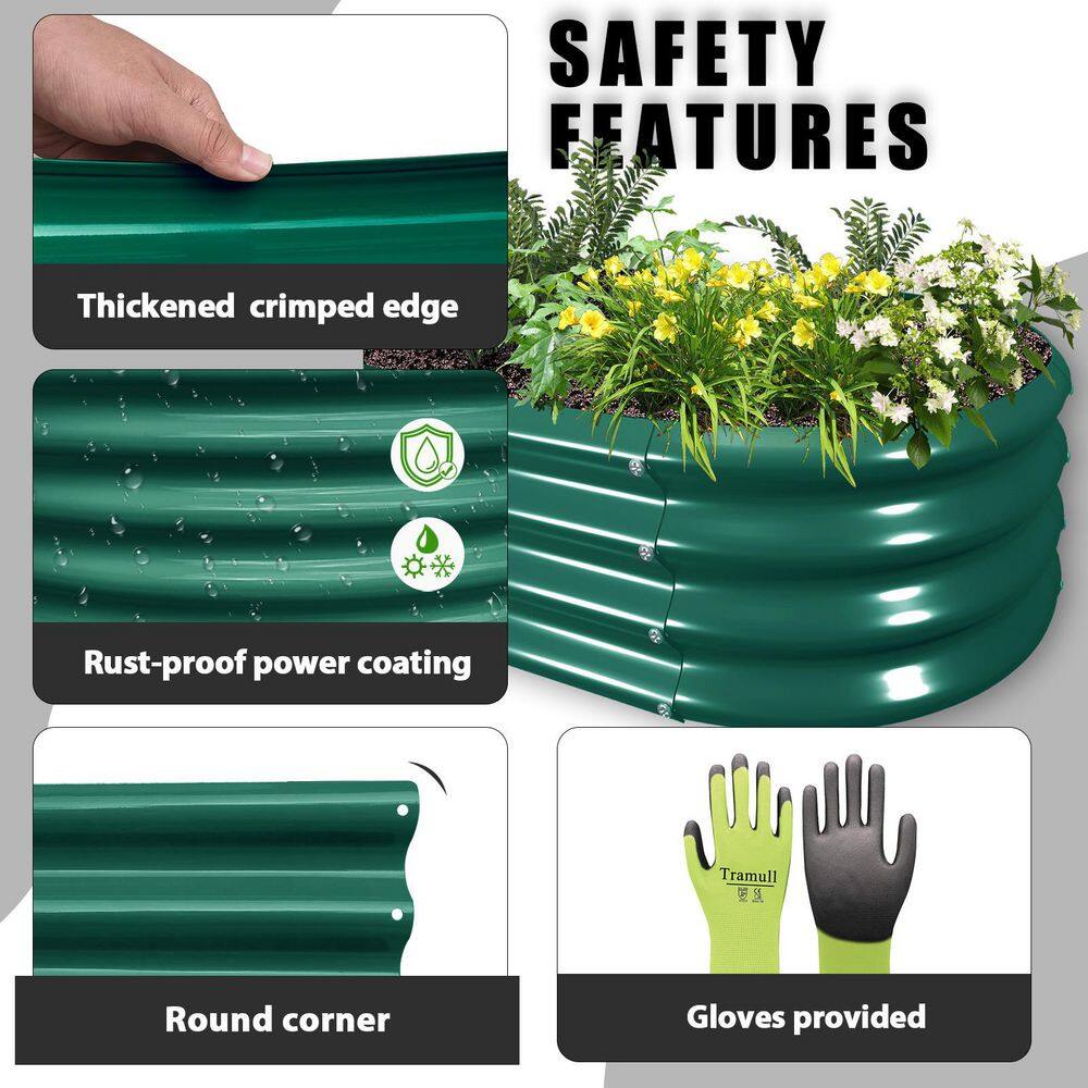 48 in. x 24 in. x 12 in. Galvanized Metal Raised Garden Bed in Green (2-Pack) - Hercitys