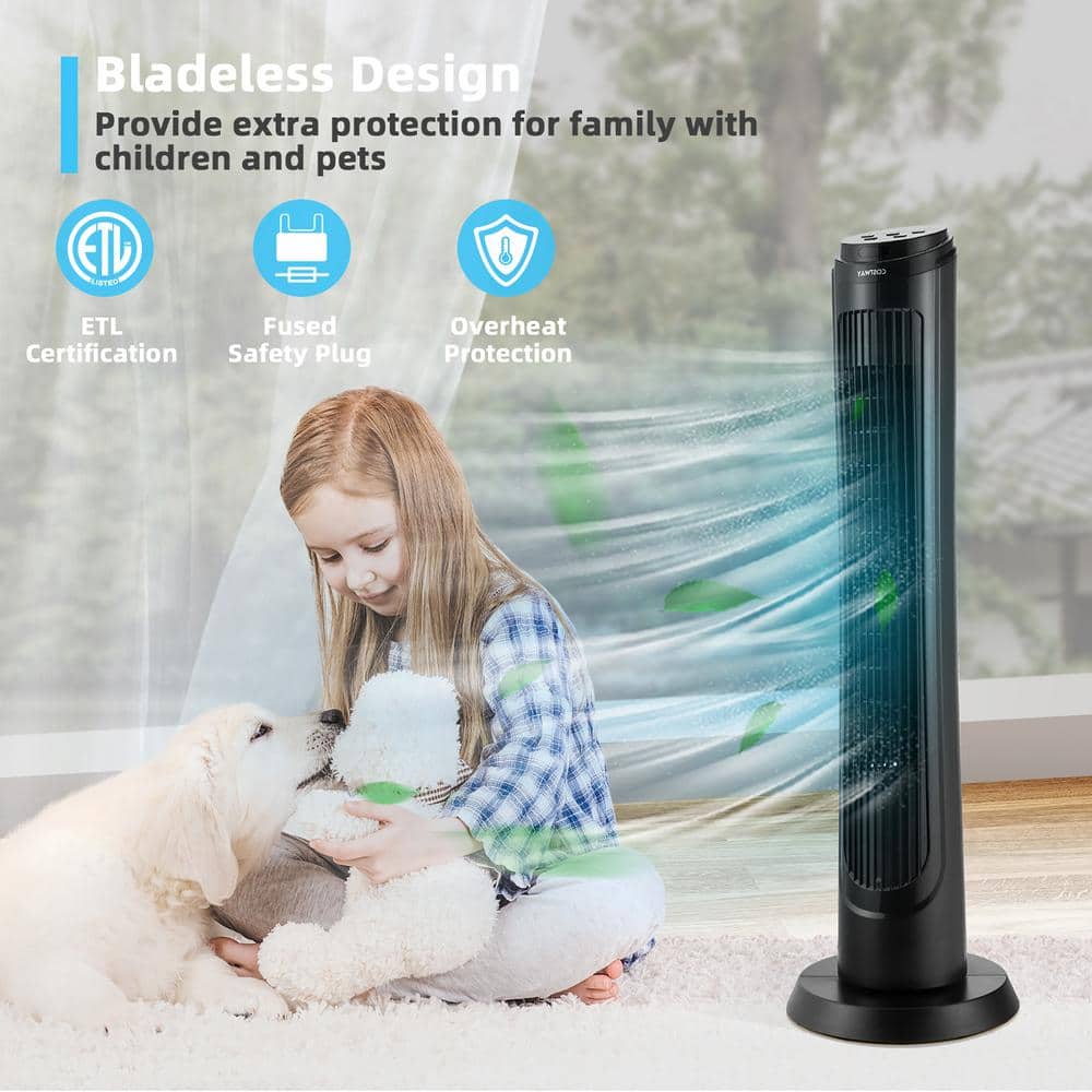 11.5 in. Tower Fan with Remote 75-Degree Oscillating Fan with 3 Wind Modes and 4 Wind Speeds - Hercitys