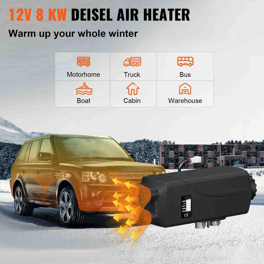 27296 BTU Diesel Air Heater 8 KW Diesel Heater 10 L Tank Air Heater with LCD Monitor for Boat Bus RV and Trailer,12-Volt - Hercitys