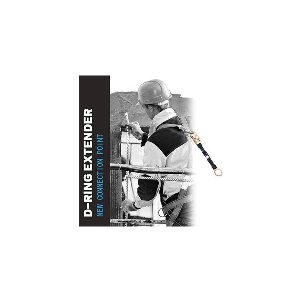 18 in. D Ring Extender with Galvanized Steel Snap Hook and O Ring Heavy Duty Fall Protection Lanyard - Hercitys