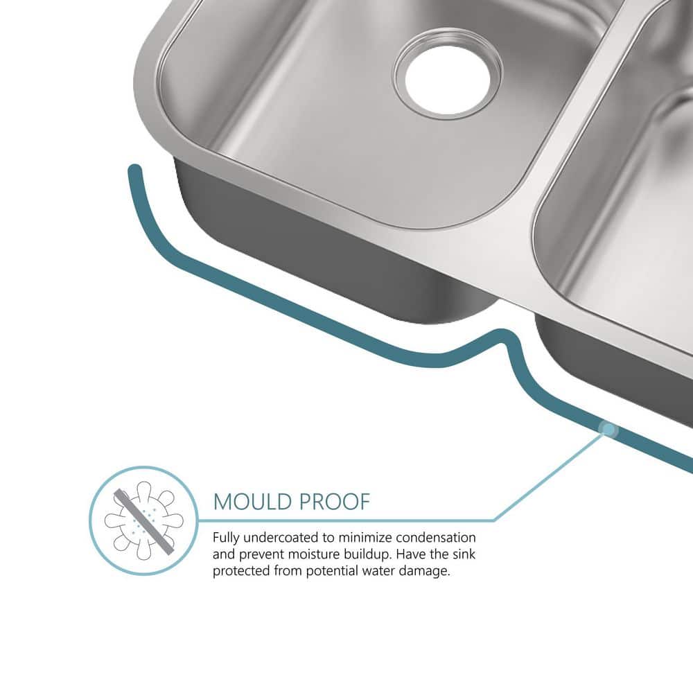 31.5 in. 60/40 Undermount Double Bowl 18 Gauge Stainless Steel Kitchen Sink - Hercitys