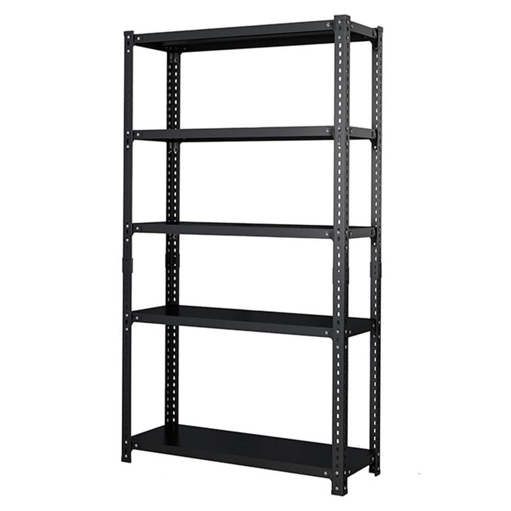 4-Tier Metal Storage Non-Wheeled Adjustable Cart in Black - Hercitys