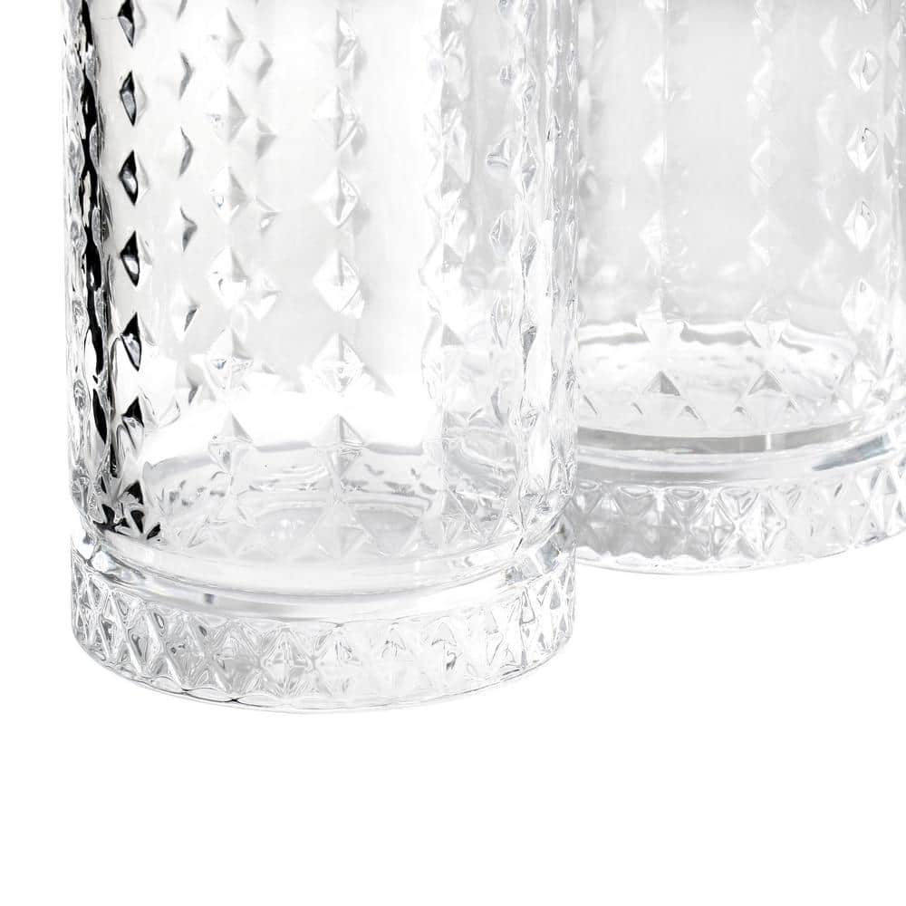 4 Piece 16 Ounce Teardrop Embossed Glass Tumbler Set - Hercitys