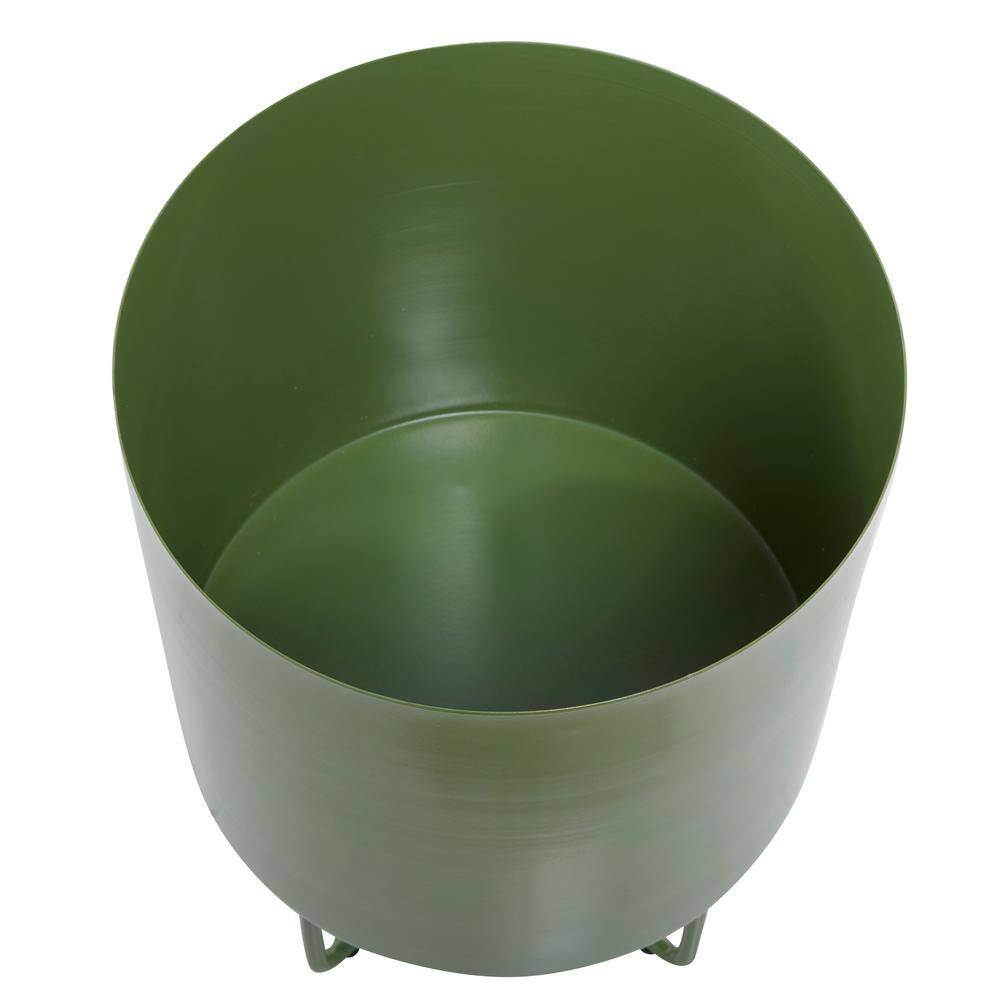 16 in., and 13 in. Medium Green Metal Planter (2- Pack) - Hercitys