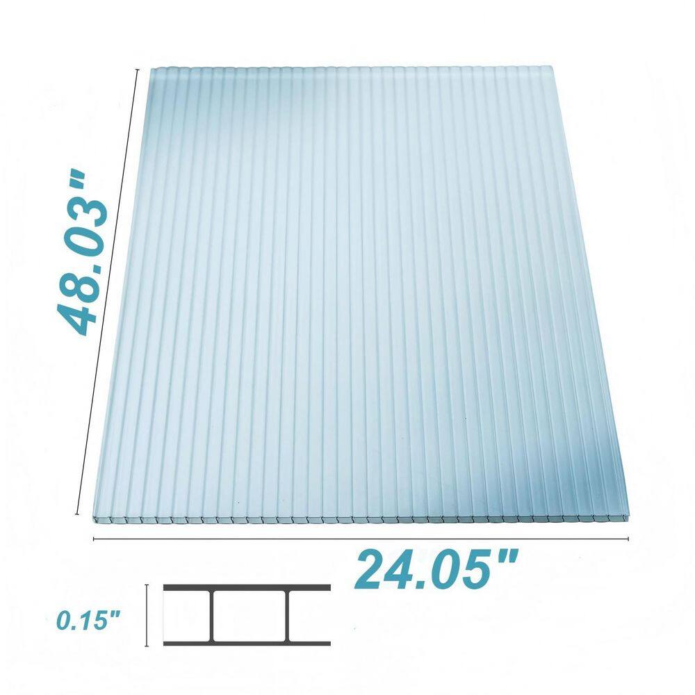 14-Piece 48 in. W x 24 in. D x 0.15 in. H Polycarbonate Clear UV Protected Anti-Drip Greenhouse Sheet - Hercitys
