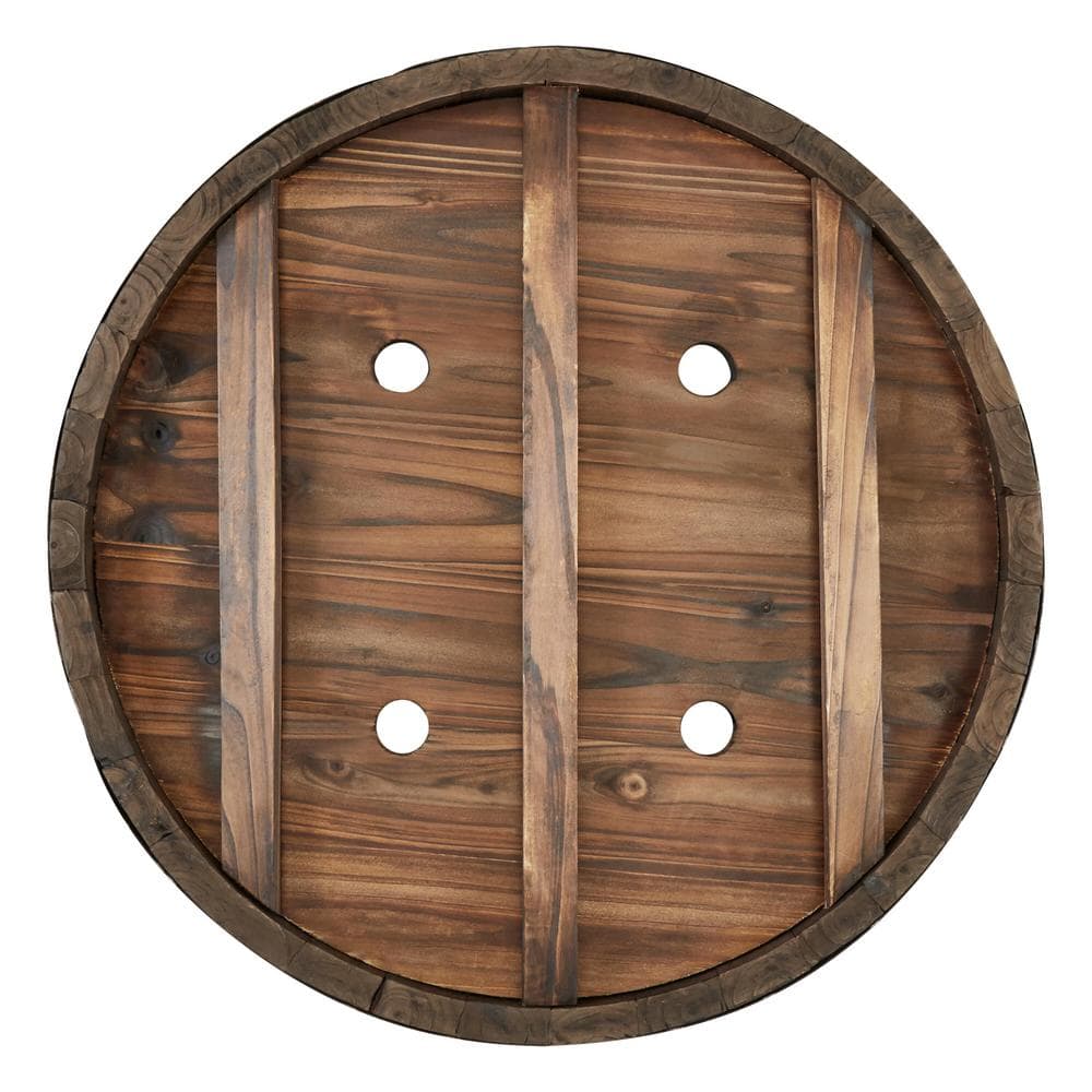 26 in. Jackson Extra Large Brown Wood Barrel Planter (26 in. D x 16.5 in. H) with Drainage Hole - Hercitys