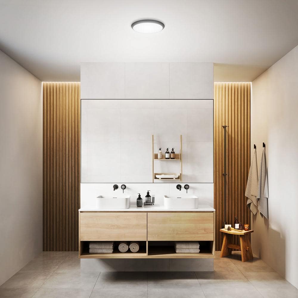 11 in. Matte Black Integrated LED Dimmable Selectable CCT Flush Mount Indoor Ceiling Light - Hercitys