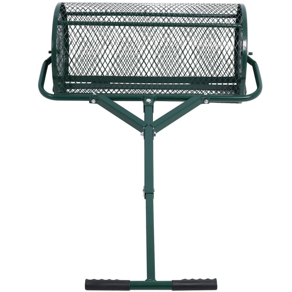 24 in. Steel T Shaped Handle Peat Moss Spreader, Metal Mesh Compost Spreader Roller - Hercitys